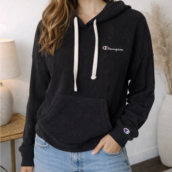 Champion Women's Black Textured Hoodie - Picture 1 of 10